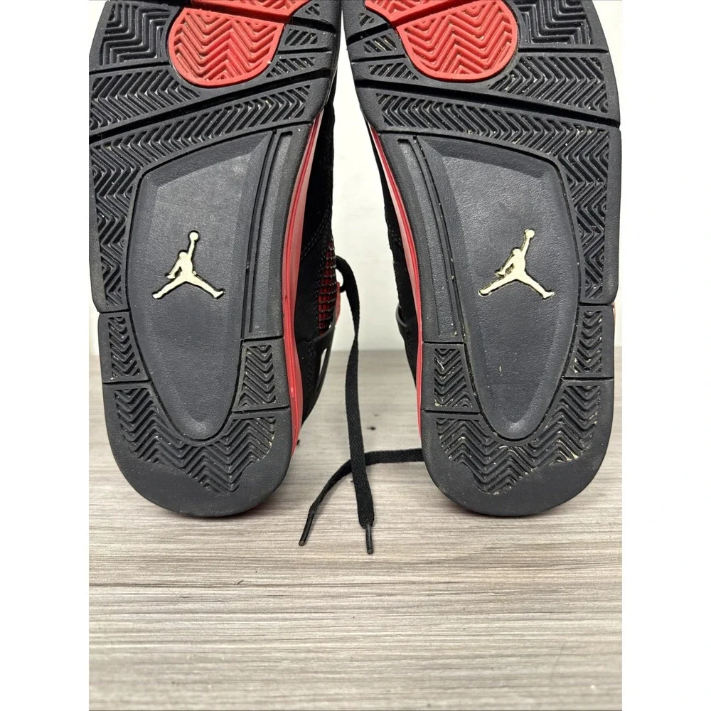 Jordan Air Jordan 4 Retro Mid Top Sneakers Black/White/Red 136013-088 SZ 10